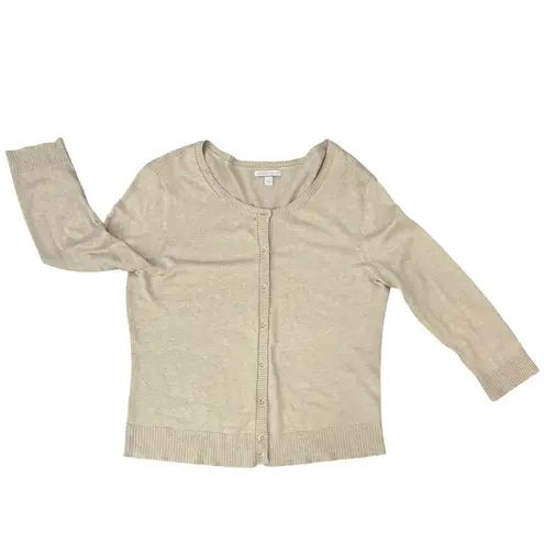 NY & Co Cardigan Sweater Large Light Acadamia Preppy Neutral Old Money Lagenlook