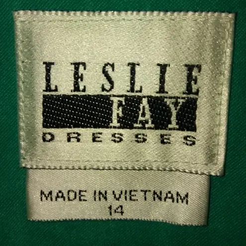 Leslie Fay 14 PseudoSuede Dress n Jacket Set in Teal Green Plus