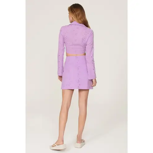 ASHLEY PARKER x RTR Women's Purple 100% Cotton Eyelet Wrap Mini Skirt Size 2
