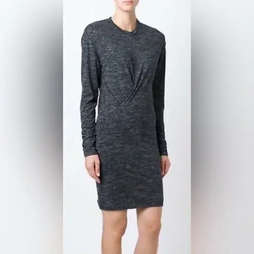Isabel Marant NWOT Etoile Wilder Grey Long Sleeve Twist Front Jersey Dress Sz 44