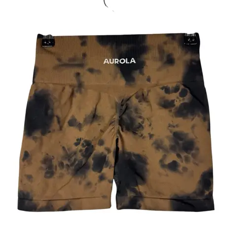 Boutique Aurola Brown & Black Tie Dye Compression Fitted Athletic Shorts M