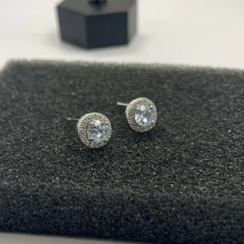 925 Silver Plated CZ Cubic Zirconia Stud Earrings for Men Women,Unisex Punk Hip Hop Earrings