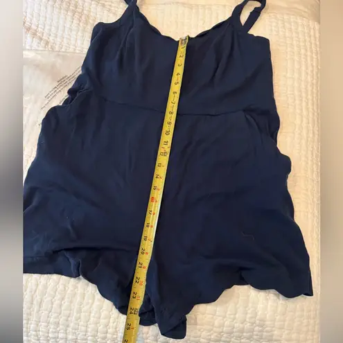 41 Hawthorn Navy Scalloped Romper 1X | Coastal Granddaughter Brunch Fall Outfit Blue