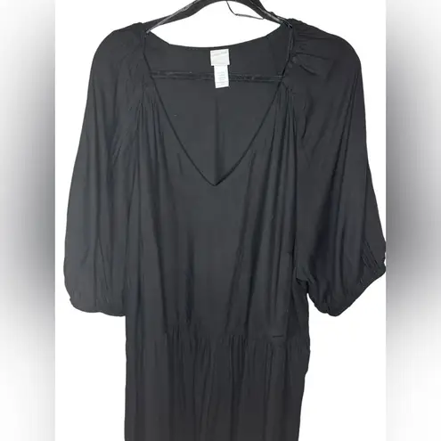 H&M  Puff Sleeve V-Neck Maxi Dress Size XXL Black