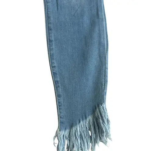 Frame Light Wash Fringe Ankle Le High Skinny Jeans Size 27