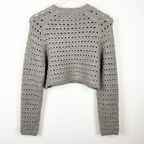 Self Contrast Emersyn Cropped Sweater S Grey Gray