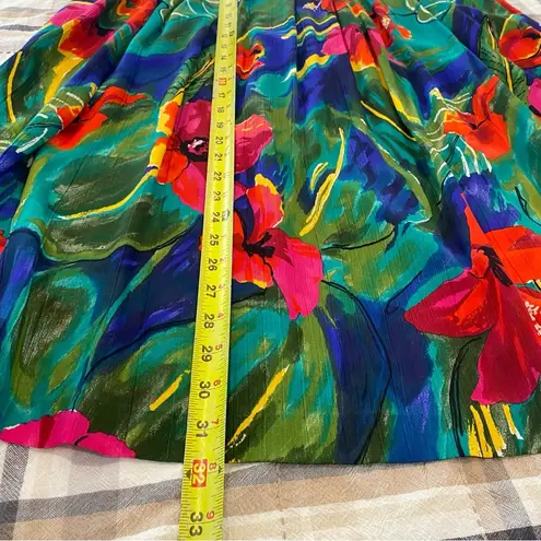 Vtg Alfred Dunner Floral Hawaiian Print Midi Skirt Size 18 Made in USA Floral Red