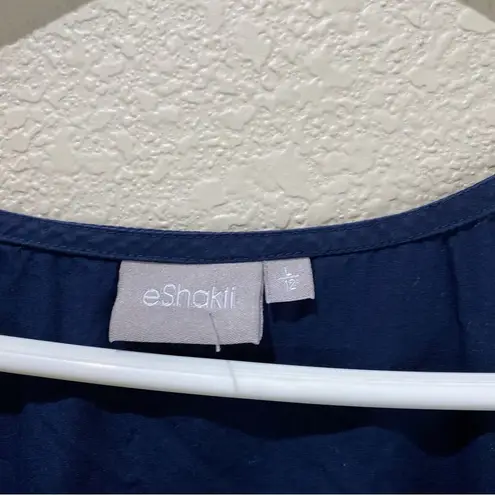 Eshakti Navy Blue Cotton Fit-And-Flare Dress Sweetheart Neckline Size 12