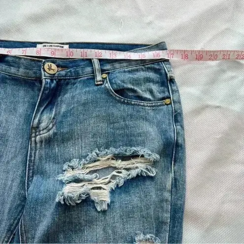One Teaspoon  Light Wash Distressed Straight Leg Ankle Cotton Jeans Size …