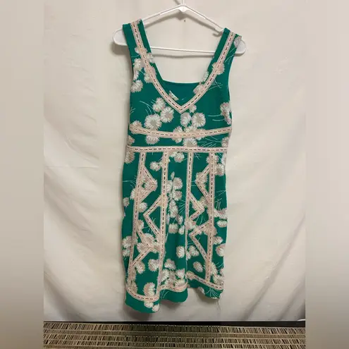 Maeve Anthropologie  Emma Green Floral Crochet‎ Lace Mini Dress Size 4
