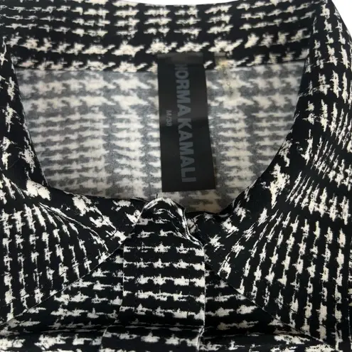 Norma Kamali Oversized Glen Plaid Boyfriend Shirt Blouse