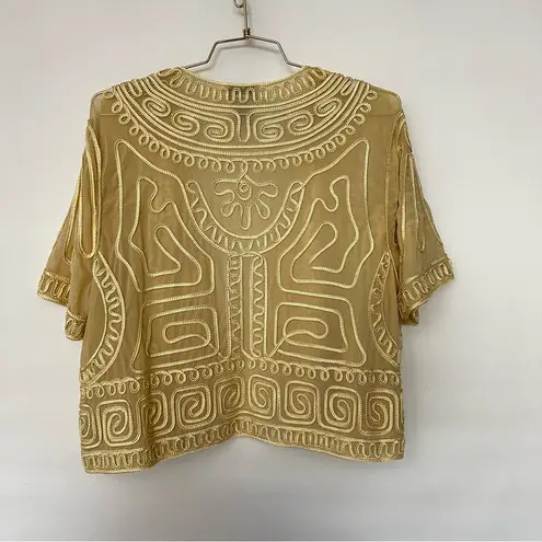 Soft Surroundings Soft Surrounding Size 1X Bolero Jacket Sheer Short Sleeve Cream Yellow