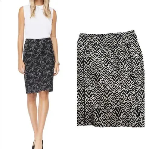 MARGARET M STITCH FIX STRETCHY PULLON BLACK WHITE PRINT PULLON PENCIL SKIRT XS