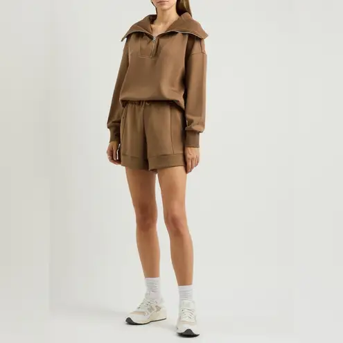 Varley Catherine Half-zip Stretch-jersey Sweatshirt & High Rise Shorts Caramel