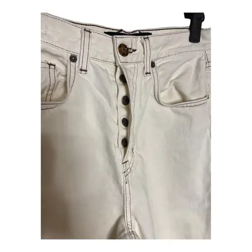 Veronica Beard Jeans 28 Whitewash High Waist Crop Straight Leg Button Fly Denim