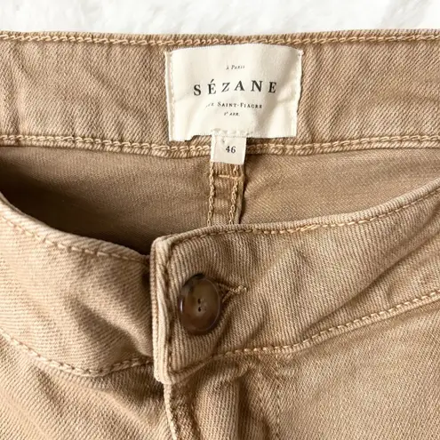 Sézane Sezane Manu Wide Leg Low Rise Pleated Trousers in Coffee Tan Size 46 FR 14 US