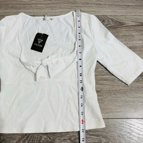Guess  White Short Sleeve Crop Top Front Tie Size XS