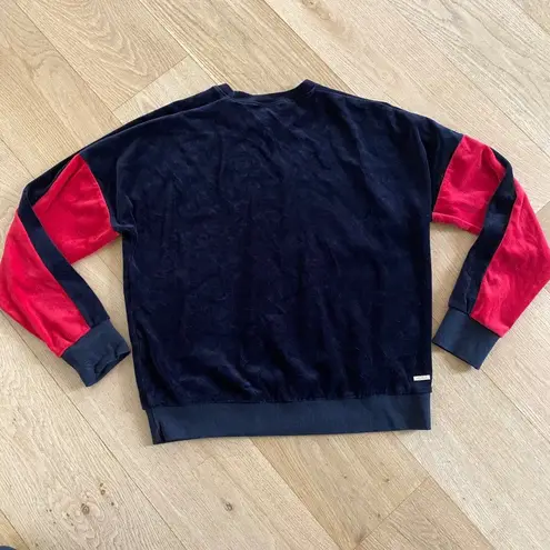 Alala  Color Block Velour Velvet Sweatshirt in Black and Red