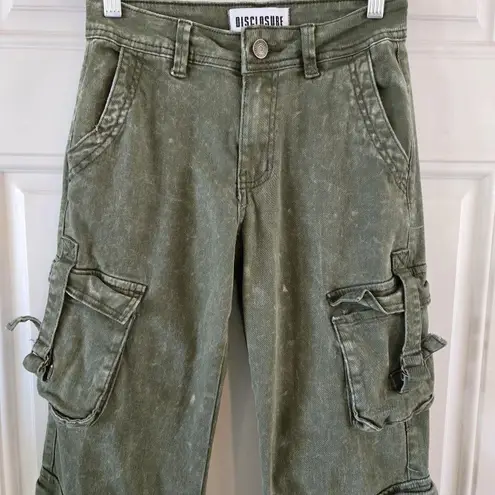 Disclosure Women Teen Army Green Jeans Pants 1/25 Cargo Big Pockets Street Wear Black Size undefined