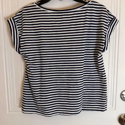 Garnet Hill Weekender Cropped Boxy Striped Short Sleeve T Shirt XS