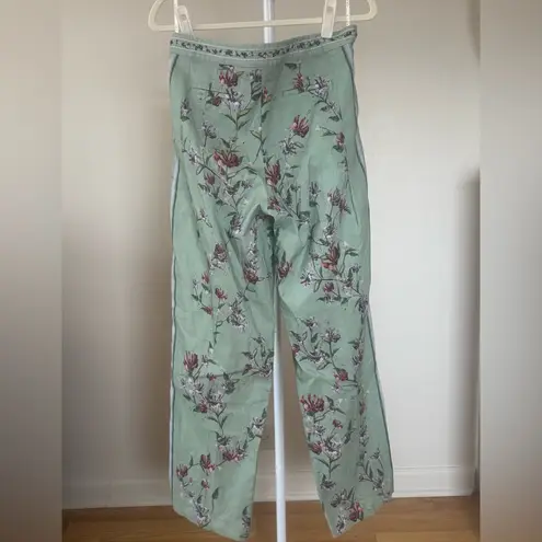 Agua Bendita Florecer Honeysuckle Trousers Hand Embroidered 100% Linen