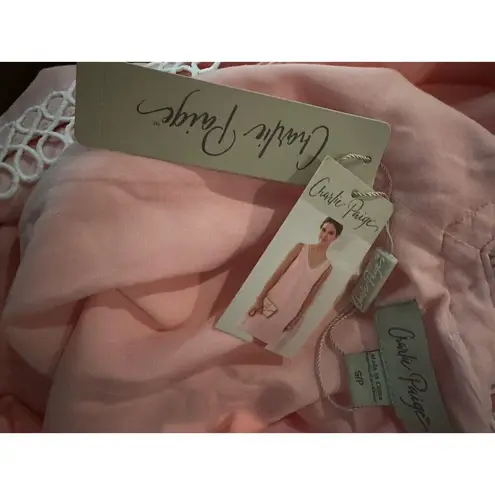 Charlie Paige Dress Sleeveless Shift Dress Pink Lace Trim Pockets Size Small NEW