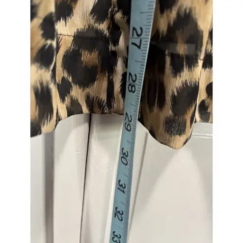 Charter Club Brown/Black Cheetah Button Up Chiffon Long Sleeve Blouse Size M