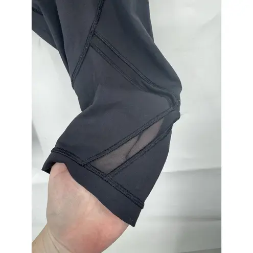 Lululemon Cropped Legging Women 6 Black Sheer Athletic Yoga Gym Workout