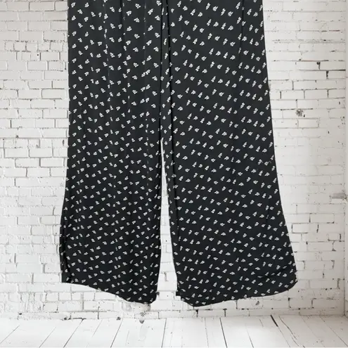 MOSSIMO SUPPLY CO Ditsy Floral Black & White Rayon Wide Leg Pants, XL