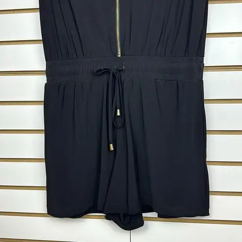 Emma & Michelle Emma And Michele Short Sleeve Romper - Black - Size Medium