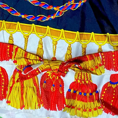 Vintage Burberry's Silk Tassel and Chain Print Vest, Black & Gold, Size S