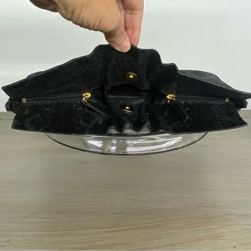 Sabina New York Black Leather Snakeskin Embossed Evening Bag Clutch Purse