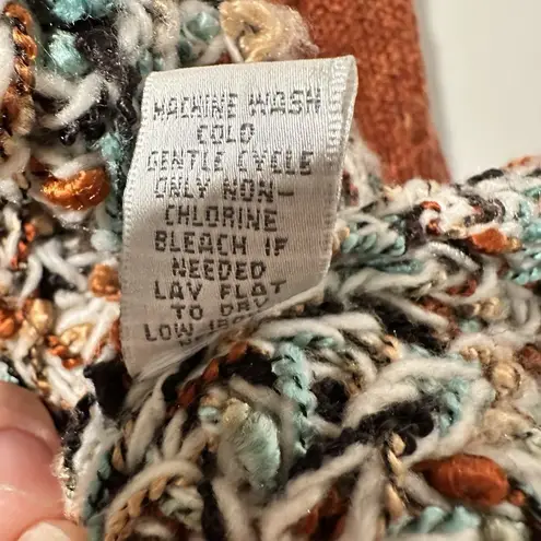 Ponsesa Women's Medium Cardigan Boho Multicolored Autumn Rust Sweater