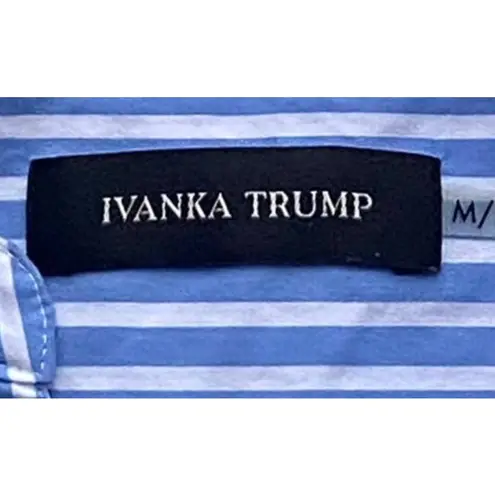 Ivanka Trump Crisp Blue White Striped Cotton Side Tie Popover ~ Women's MEDIUM