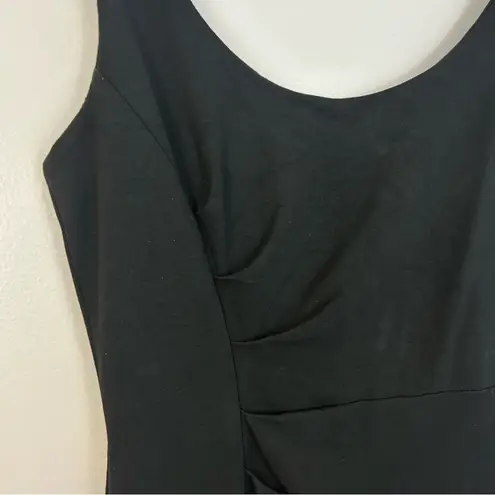 Milly Black Ruched Sleeveless Sheath Midi Dress Size Large