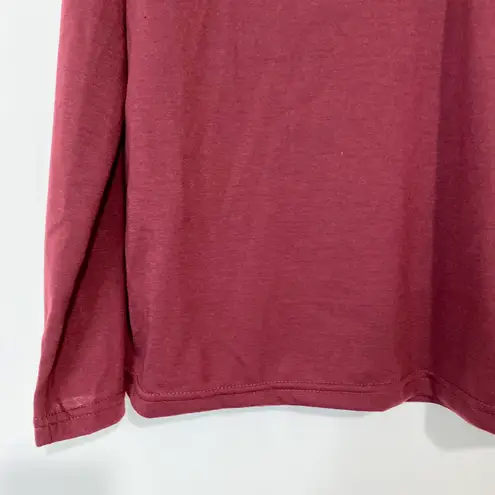 Women’s Long Sleeve Quarter Snap Down Pocket Henley Maroon Size Large NWOT Red