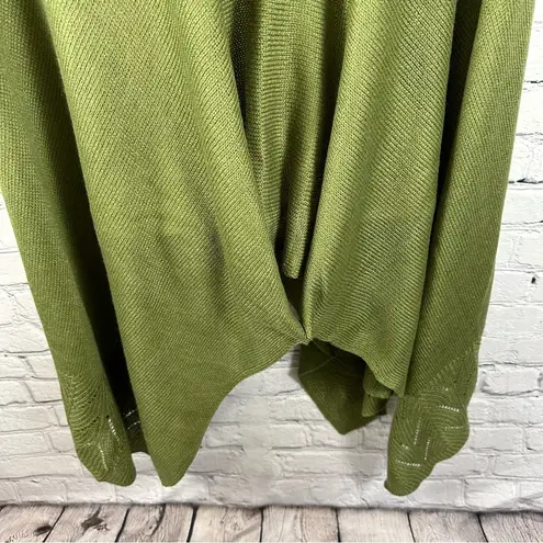 Wonderly Women’s Pointelle Knit Topper Poncho Mock Neck Olive Green One Size NWT