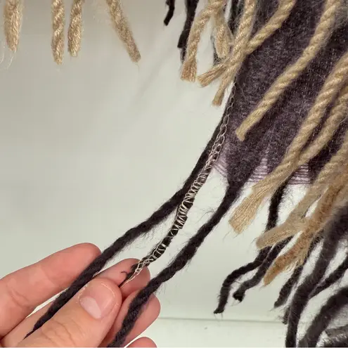 Woolrich Fringe Colorblock Poncho Wrap One Size Neutral Fall Layering Piece