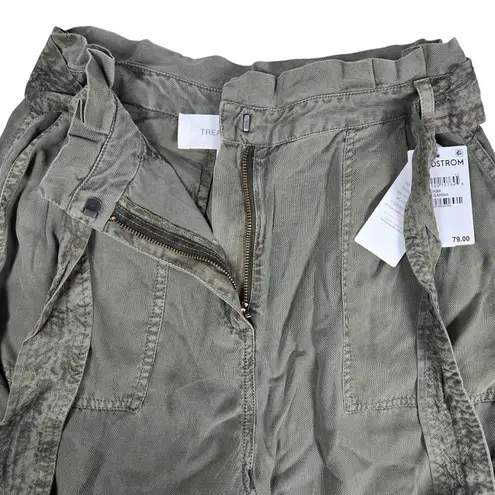 Treasure & Bond Paper-bag Chino Cropped Pants in Olive Sarma 4 NWT