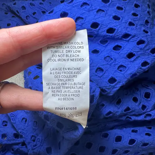 Ramy Brook cotton tie front Caya mini dress swim baithingsuit coverup blue large