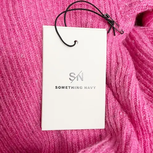Something Navy NWT Oversized Flecked Crewneck Sweater in Pink Shock Size XS NEW
