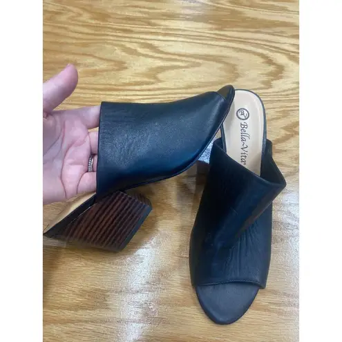 Bella Vita Kathy Slide Sandals Women's 8.5 M Black Leather Slip On Open Toe S14