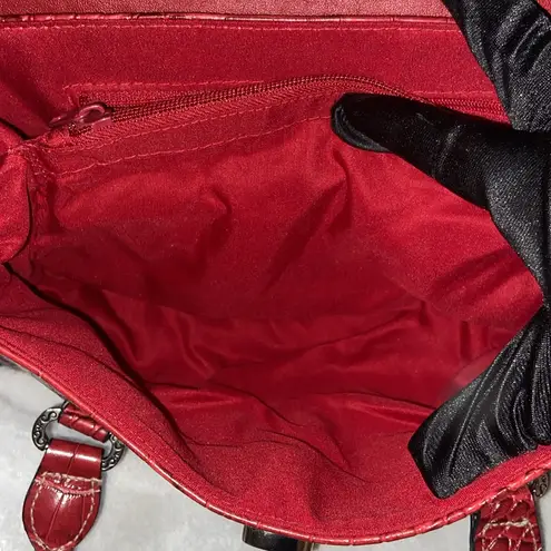 Rosetti Elegant Red Crocodile-Embossed Handbag