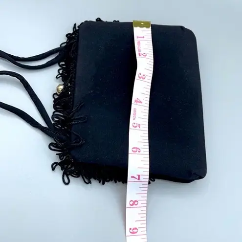 Vintage Black satin fringe bag. Black