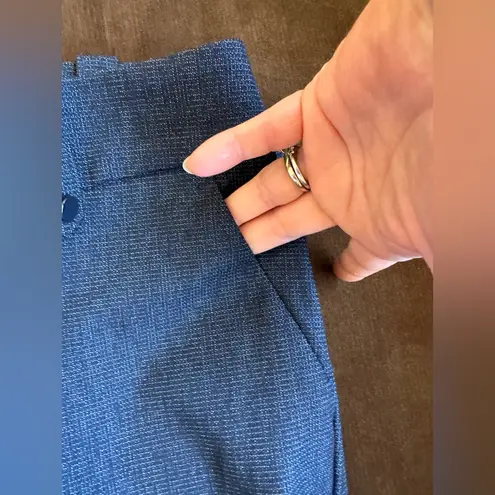 Loft Blue Textured Julie Dress Pants Curvy Through The Hip Area Wide Leg. - Image 7