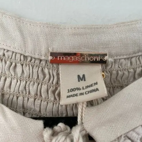 Magaschoni Linen Embroidered Peasant Top Hemp Size Medium