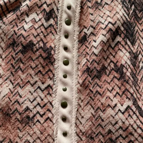 Sparkle & Fade Mixed Media Stidded Tank in Pink/Mauve Size Medium