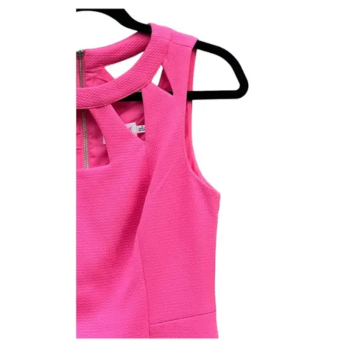 Eliza J Cutout Strapless Midi Sheath Dress Hot Pink Coral Barbie NWT 8