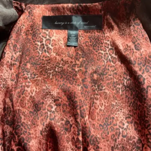 Apostrophe Womens 16W Blazer Brown Long Sleeve Career Animal Print Notch Lapel