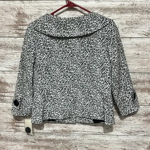 Charles Gray Petite Animal Print Sweetheart Neck 3/4 Sleeve Jacket XS Petite Black Size undefined
